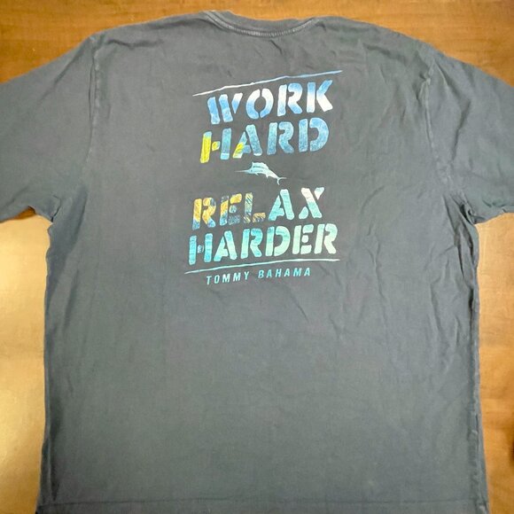 Tommy Bahama Work Hard Relax Harder Mens Tshirt Size 2XL - Picture 6 of 6
